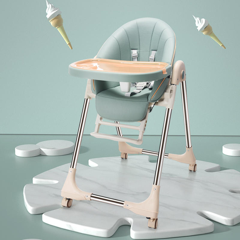 Silla de alimentación plástica del bebé de la silla alta de la mesa de comedor del bebé con la rueda