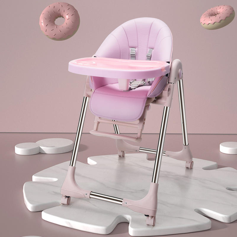 Silla de alimentación plástica del bebé de la silla alta de la mesa de comedor del bebé con la rueda