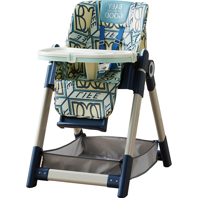 Trona multifuncional para niños, silla de comedor plegable con bolsillo de almacenamiento